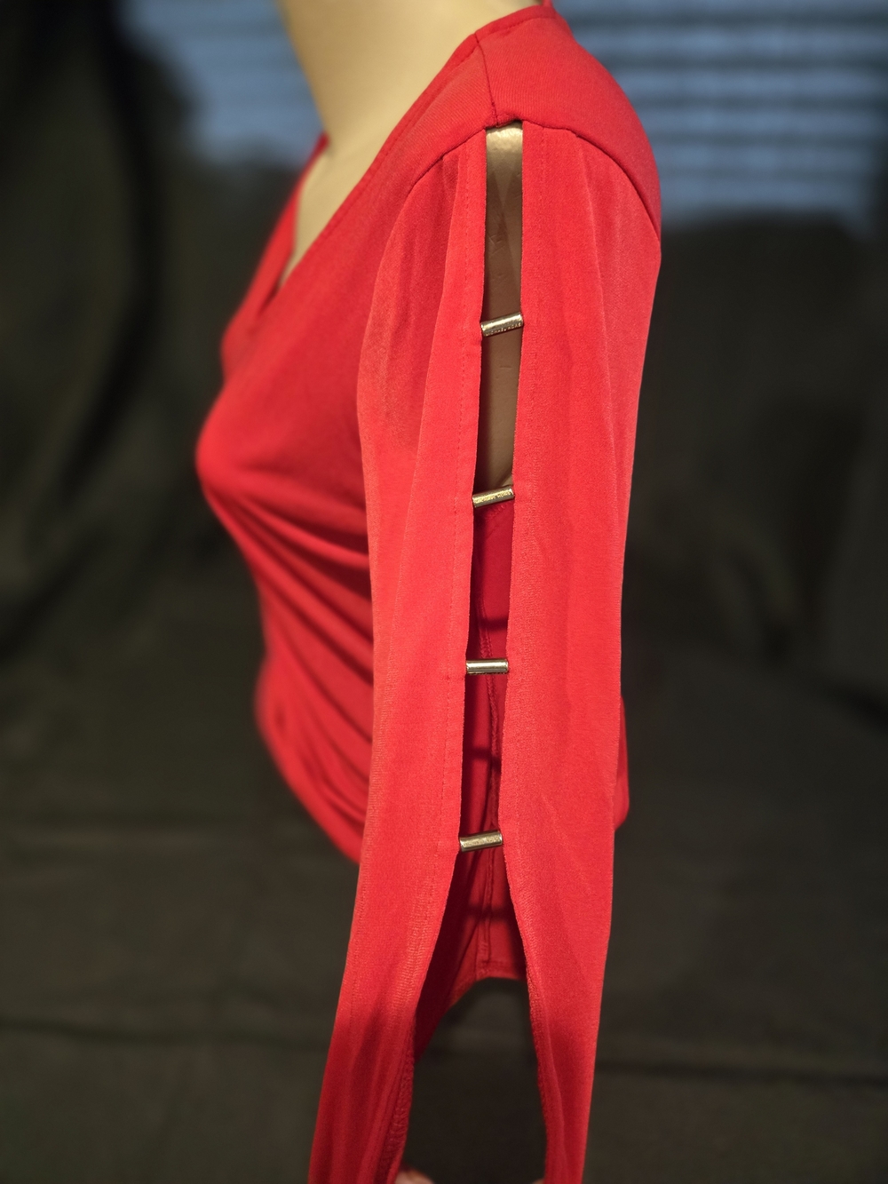 Michael Kors Bright Red V-Neck Blouse